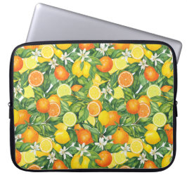 Mediterranean Orchard Watercolor Citrus Pattern ラップトップスリーブ