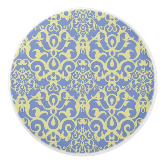 Mediterranean Pattern - Blue and Yellow Ornament セラミックノブ (正面)