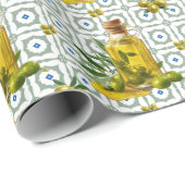 Mediterranean Pattern Olive Oil ラッピングペーパー (ロールコーナー)