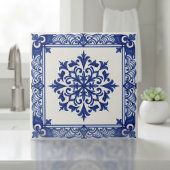 Mediterranean Pattern Pat#10 Blue Ivory ID1195 タイル