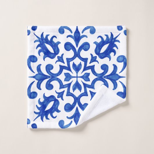 Mediterranean Portuguese Blue Tile バスタオルセット (ウォッシュタオル)
