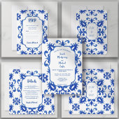 Mediterranean Portuguese Blue Tile Custom 招待状