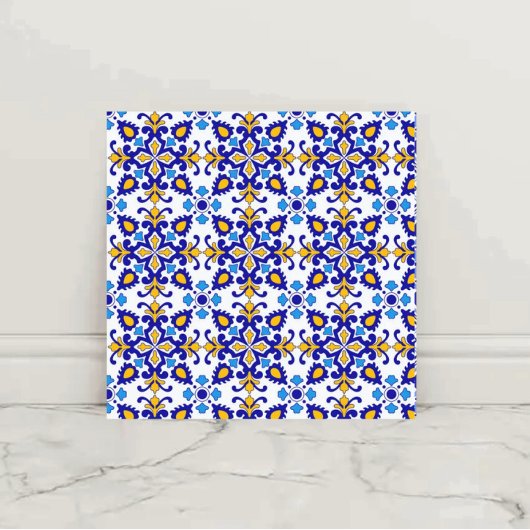 Mediterranean Royal Mosaic Blue and Gold Ceramic タイル