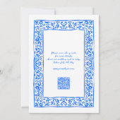 Mediterranean RSVP QR Hand Drawn Blue Wedding 招待状 (裏面)