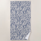 Mediterranean Sardine Chinoiserie Beach Towel | Bl ビーチタオル (正面)