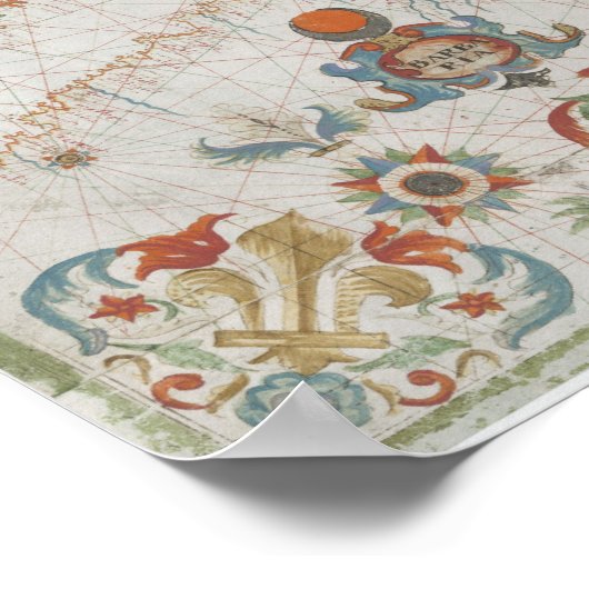 Mediterranean Sea Old Map ポスター (角)