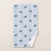 Mediterranean Seaside Starfish Stripe Coastal Navy バスタオルセット (ハンドタオル)