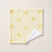 Mediterranean Seaside Starfish Stripe Lemon Yellow バスタオルセット (ウォッシュタオル)