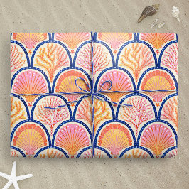 Mediterranean Shells and Seagrass Scallop ラッピングペーパー