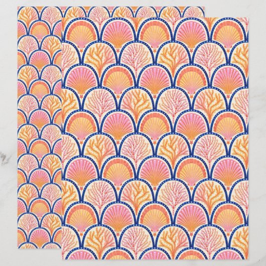 Mediterranean Shells and Seagrass Scrapbook Paper (正面/裏面)