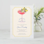 Mediterranean Spritz & Brunch Lemon Bridal Shower 招待状 (スタンド正面)