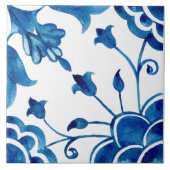 Mediterranean style Azur flower blue pattern タイル (正面)