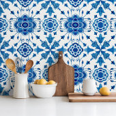 Mediterranean style Azur flower blue pattern タイル