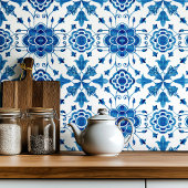 Mediterranean style Azur flower blue pattern タイル