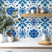 Mediterranean style Azur flower blue pattern タイル