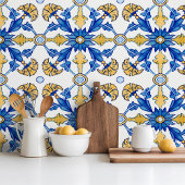 Mediterranean style Azur yellow blue big pattern タイル