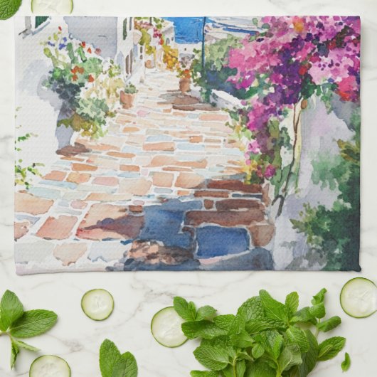 Mediterranean Summer キッチンタオル (折り畳み)