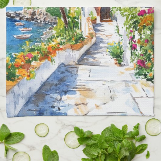 Mediterranean Summer キッチンタオル (折り畳み)