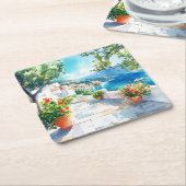 Mediterranean Summer スクエアペーパーコースター (アングル)