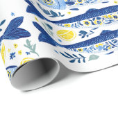 Mediterranean Summer Blue and Yellow Sardines ラッピングペーパー (ロールコーナー)