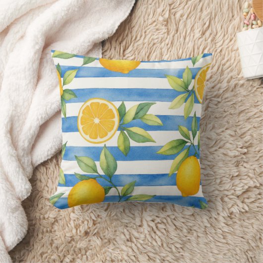 Mediterranean Summer Citrus Kitchen Decor クッション (ブランケット)