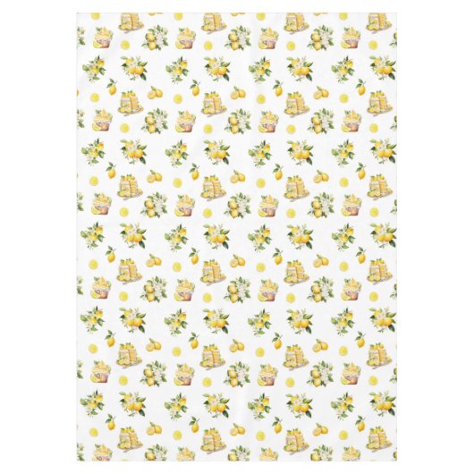 Mediterranean Summer Lemon Pattern  テーブルクロス (正面)