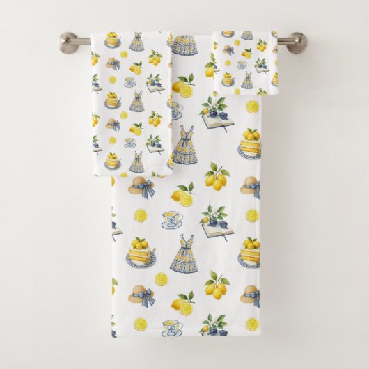 Mediterranean Summer Lemon Pattern バスタオルセット (インサイチュ)