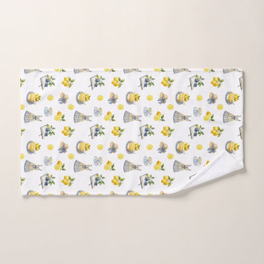 Mediterranean Summer Lemon Pattern バスタオルセット (ハンドタオル)