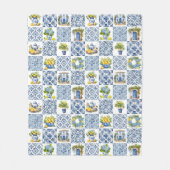 Mediterranean Summer Lemon Pattern  フリースブランケット (正面)