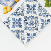 Mediterranean Summer Lemon Pattern  フリースブランケット (角)