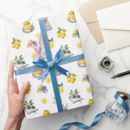 Mediterranean Summer Lemon Pattern  ラッピングペーパー