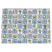 Mediterranean Summer Lemon Pattern  ラージペーパーバッグ (正面)