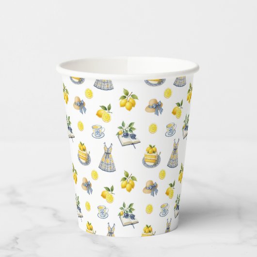 Mediterranean Summer Lemon Pattern  紙コップ (左)