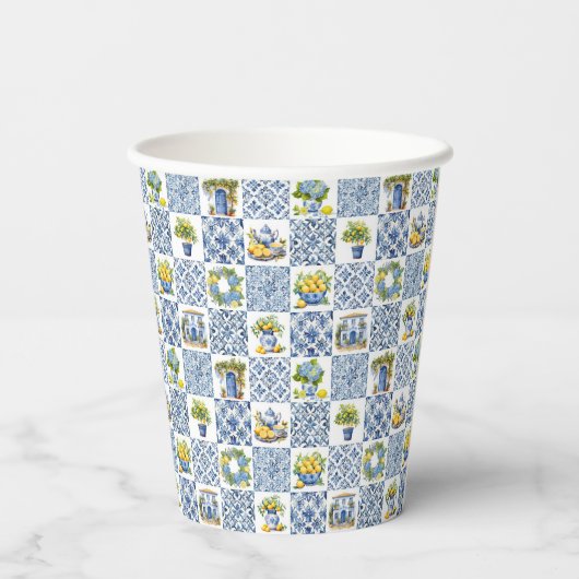 Mediterranean Summer Lemon Pattern  紙コップ (裏面)