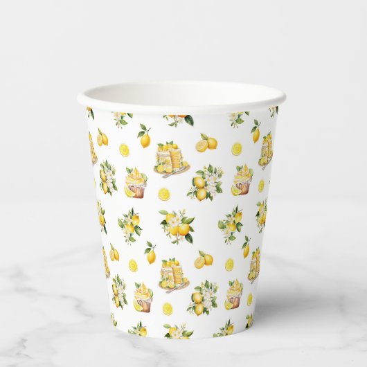 Mediterranean Summer Lemon Pattern  紙コップ (正面)