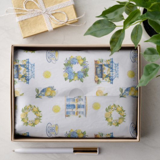 Mediterranean Summer Lemon Pattern  薄葉紙 (ギフト)