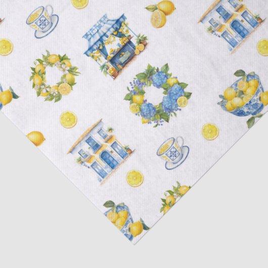 Mediterranean Summer Lemon Pattern  薄葉紙 (詳細)