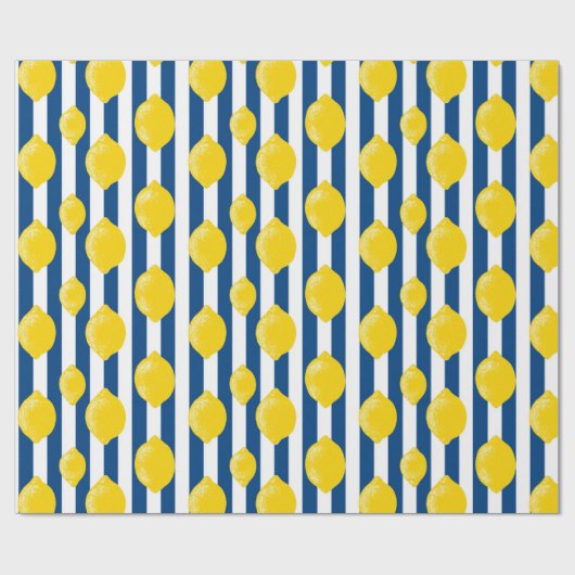 Mediterranean Summer Stripes and Lemons ラッピングペーパー (フラット)