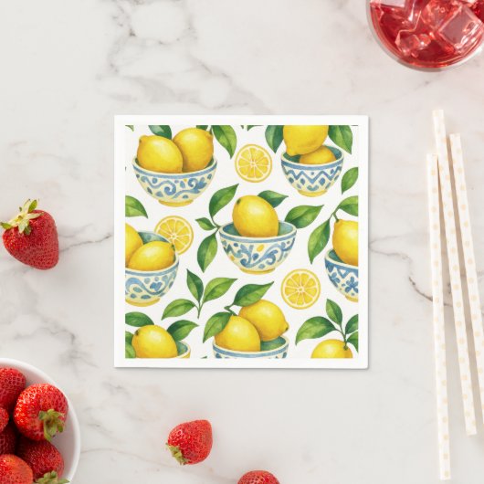 Mediterranean Summer Watercolor スタンダードカクテルナプキン (インサイチュ)