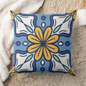 Mediterranean Talavera Tile Pillow クッション (ブランケット)