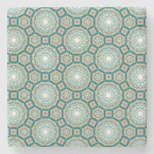 Mediterranean Teal Tile Pattern ストーンコースター (正面)