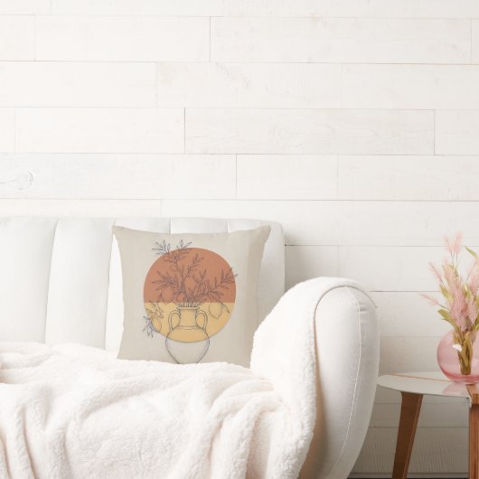 Mediterranean Terracotta Amphora Linen Throw クッション (ソファ)