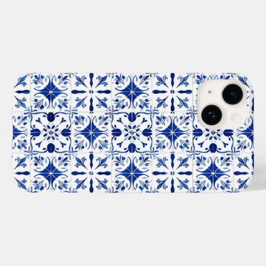 Mediterranean Tile Blue & White Case-Mate iPhoneケース (裏面 (横))