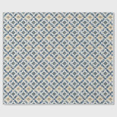 Mediterranean Tile Gift Wrap, Blue and Gold ラッピングペーパー (フラット)