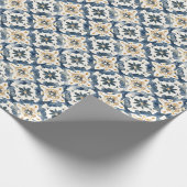 Mediterranean Tile Gift Wrap, Blue and Gold ラッピングペーパー (角)