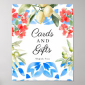 Mediterranean Tile Lemon Cards & Gifts Sign ポスター (正面)