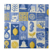 Mediterranean Tile Lemon Coastal Pattern タイル (正面)