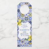 Mediterranean Tile & Lemon Elegance Wedding ボトルネックタグ (正面)