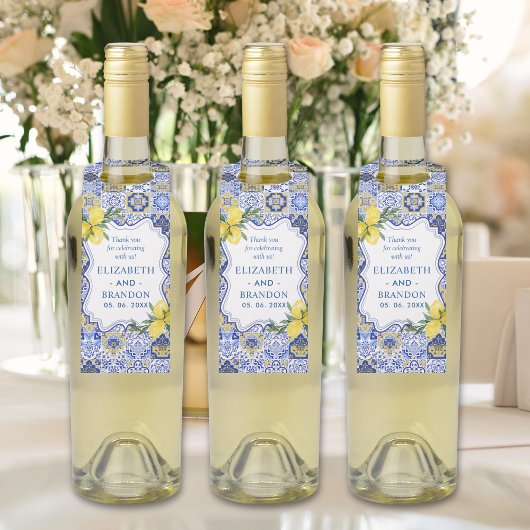 Mediterranean Tile & Lemon Elegance Wedding ボトルネックタグ