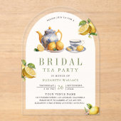 Mediterranean Tile Lemon Tea Party Bridal Shower アクリル招待状 (正面)